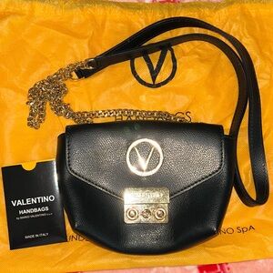 Valentino Black and Gold Crossbody Bag